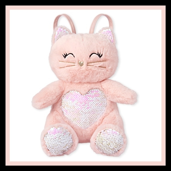 Girls Flip Sequin Cat Faux Fur Mini Backpack - Picture 2 of 3